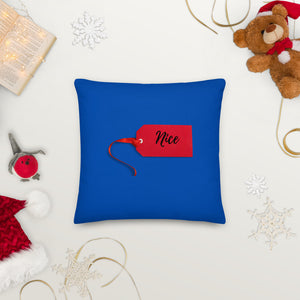 Naughty Red & Blue Nice Christmas Premium Pillow