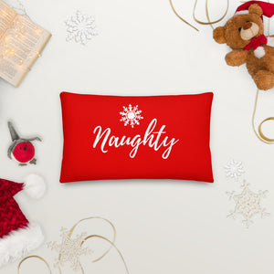 Naughty Red & Blue Nice Christmas Premium Pillow