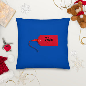 Naughty Red & Blue Nice Christmas Premium Pillow